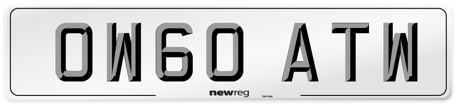 OW60 ATW Number Plate from New Reg